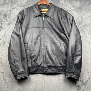 Boston Harbour Outdoor Wear Mens XL Black Genuine Leather Vintage Jacket 0080
